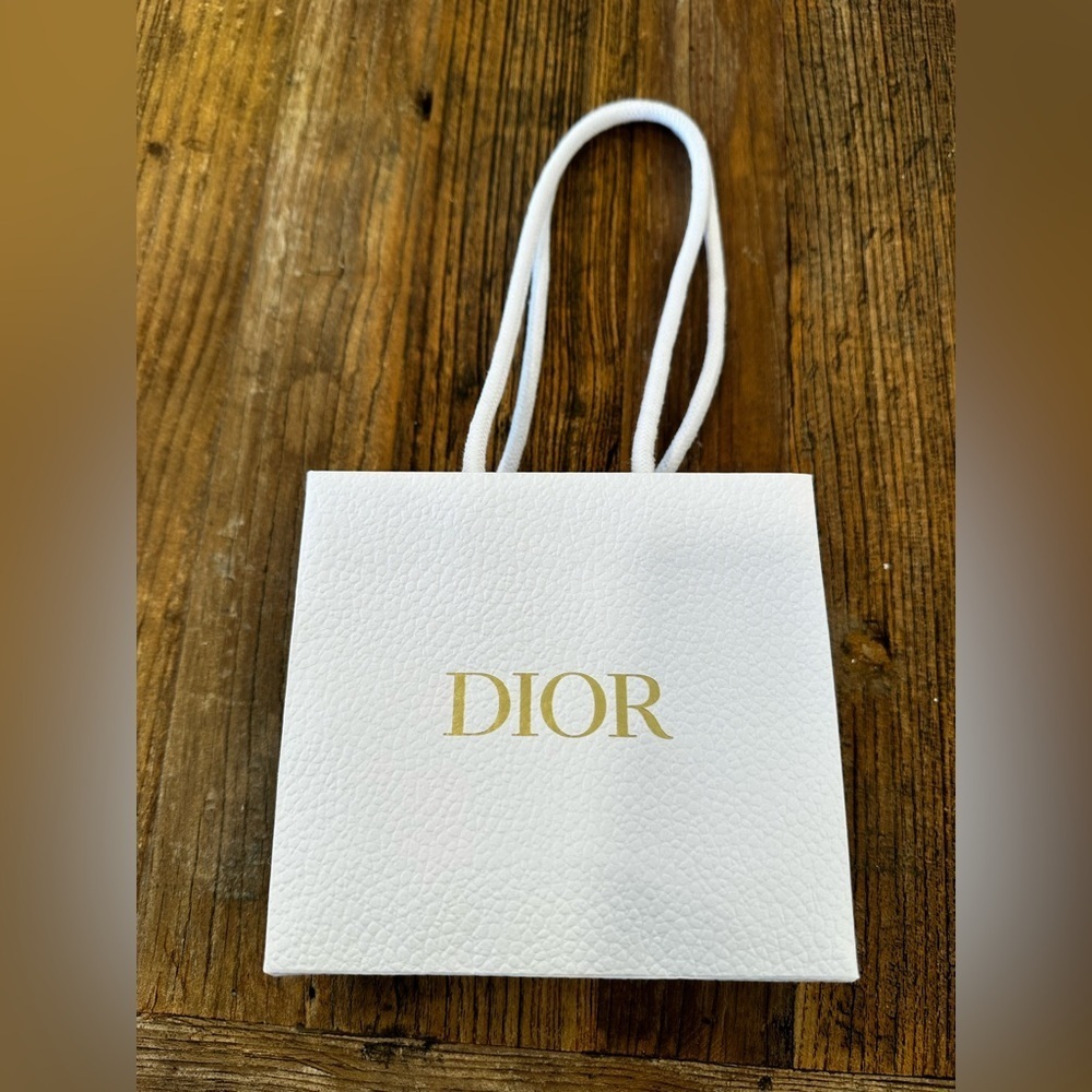 Dior White and Gold Textured gift Bag